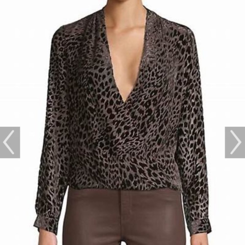 L’agence leopard velvet blouse